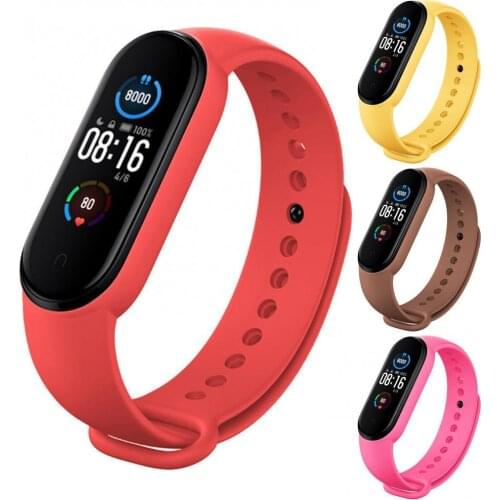 Suitable for Xiaomi watchband Pure color sports waterproof Xiaomi 3/4/5 bracelet silicone watchband replacement wristband