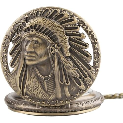 Retro Antique Old Man Portrait Design Face Quartz Pocket Watch Normal 80cm Necklace Chain Watches Clock Best Gifts Collectibles