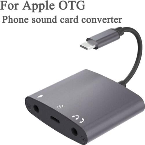 Selfie stick Sound Card Converter Splitter Lightting Audio Adapter Converter Headphone Microphone adapter for Iphone Laptop
