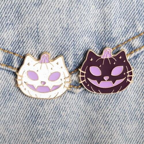 Halloween Series Pin, Purple And White Funny Devil Pumpkin Brooch, Creative Personality Wild Badge Denim Accessories
