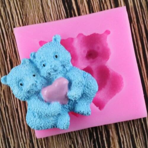 Bears Shaped 3D Fondant Cake Silicone Mold Soap Candle Polymer Clay Molds Chocolate Pastry Candy Making Decoration Tools