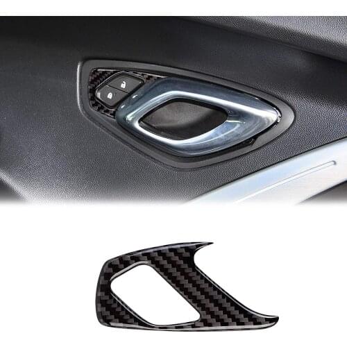 Compatible with Carbon Fiber Car Door Lock Interior Decoration Stickers for Chevrolet Camaro 2017 2018 2019 2020 (2Pcs Black)