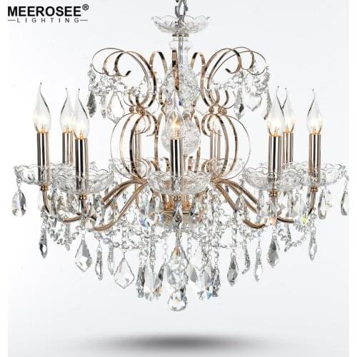 Contemporary Modern Crystal Chandelier lamp 9 Arms Candle Lights Fixtures For Living room Bedroom E14 E12 Retro Indoor Lighting