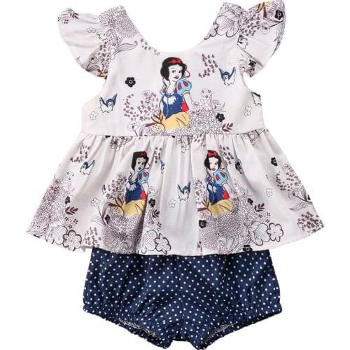 Snow Floral Print Baby Girls Tops T shirt+Shorts Briefs 2pcs Outfits Set Clothes