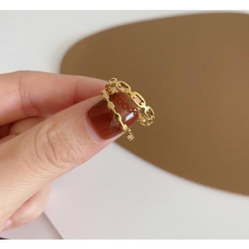 YUN RUO Classic Personality Geometry Ring Yellow Gold Color Woman Gift Titanium Steel Fashion Stainless Steel Jewelry Never Fade