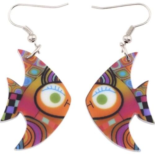 Bonsny Fish Drop Earrings Long Acrylic Dangle Earrings Fashion Brand Jewelry For Women 2015 News Style Accessories