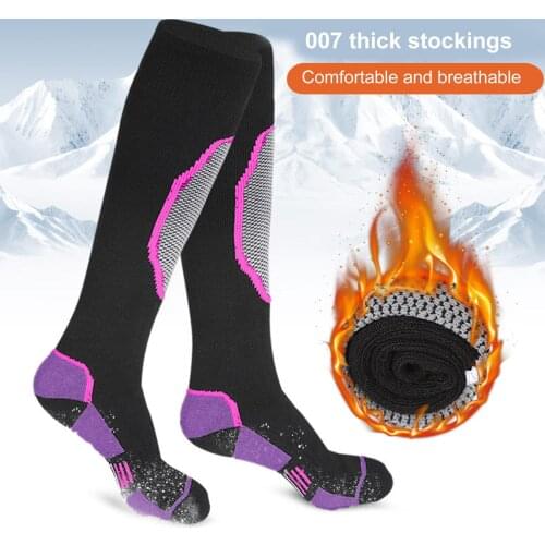 1 Pair Winter Women Outdoor Sports Skiing Socks Sweat-Absorbent Snow Thickened Warm Elastic Stocking Socks Quick-Drying Socks