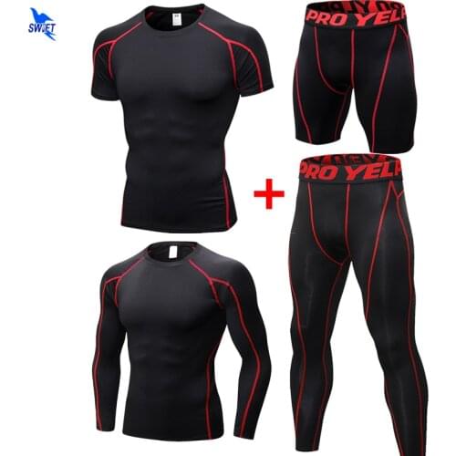 4 Pcs Men Sportswear Compression Sport Suits 2020 Summer Quick Dry Running Sets Clothes Joggers Training Gym Fitness Tracksuits