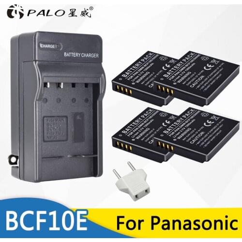 4pcs Palo DMW-BCF10E DMW BCF10E Camera Battery+Charger for Panasonic Lumix Camera CGA-S/106B CGA-S/106C CGA-S/106D S009 DE-A59B