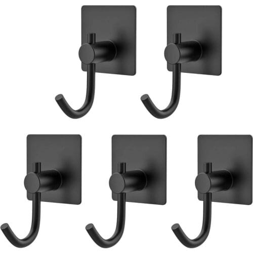 5 Self-Adhesive Waterproof Towel Racks, Stainless Steel Wall Hanging Coat Hooks for Bathroom, Kitchen, Office, Etc