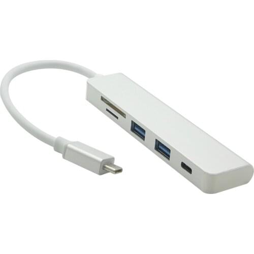 5 in 1 Combo USB C USB 3.1 Type C HUB with 2 USB 3.0 Ports SD TF Card Reader Type C PD Charging Adapter for Macbook Chromebook