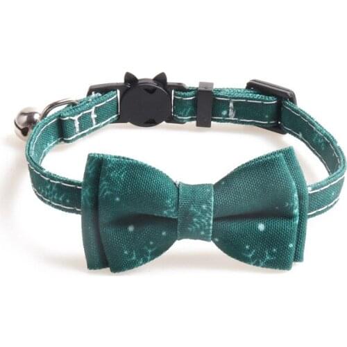 50PCS / LOT Pet Collar Christmas Bow Snowflake Cat Collar Bell Retro Solid Color Cat Accessories