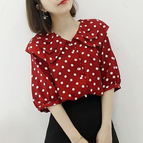 Blouse Women Shirt Polka Dot Chiffon Shirt Womens Half Sleeve Spring Summer Loose Blouse Top Blusas Mujer De Moda