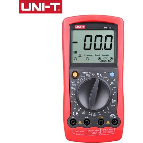 UNI-T UT105/UT107/UT109 Digital Automobile Multimeter 2000 Display Count Diode Data HoldInput Protection Low Battery Indication