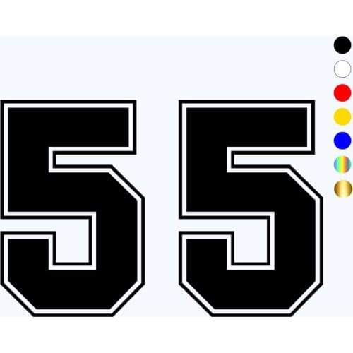 CK3229# multicolor Number 55 reflective funny car sticker vinyl decal waterproof car auto stickers silver/ black for bumper