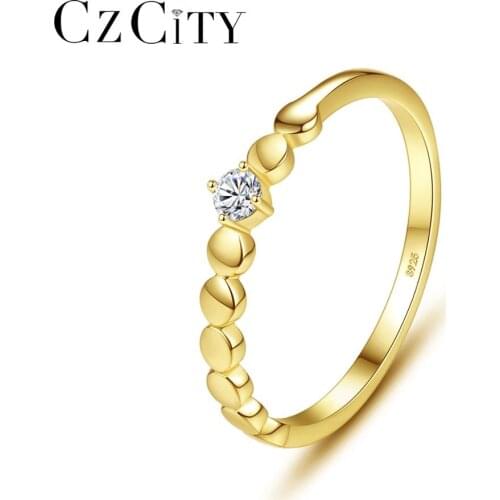 CZCITY Multiple Bead Finger Rings Lovers Wedding Jewelry Engagement Gifts S925 Sterling Silver Accessories