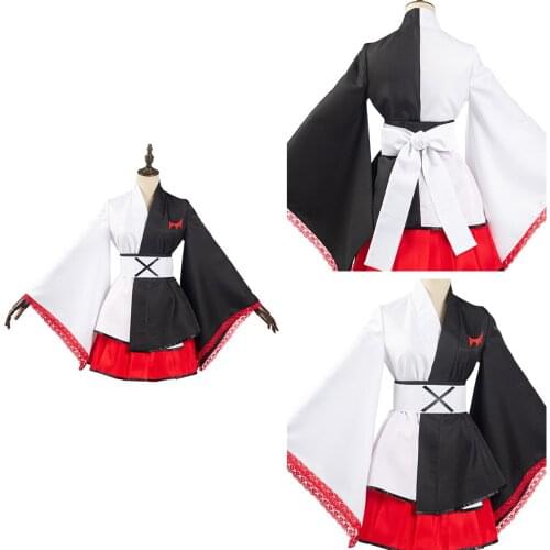 Danganronpa V3 Monokuma Cosplay Costume Kimono Suit Outfit Top + Skirt + Girdle Halloween Carnival Costumes