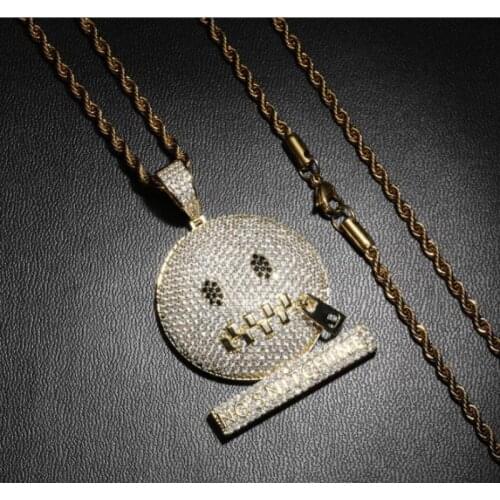 Personality Trendy Round Face Zipper Shut Up Funny Personality Pendant Nencklaces for Men Hip Hop Hipster Jewelry Accessories