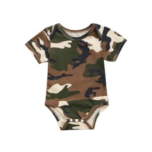 Newborn Baby Boys Girl Camo Short Sleeve Romper Camouflage Jumpsuit Clothes Summer