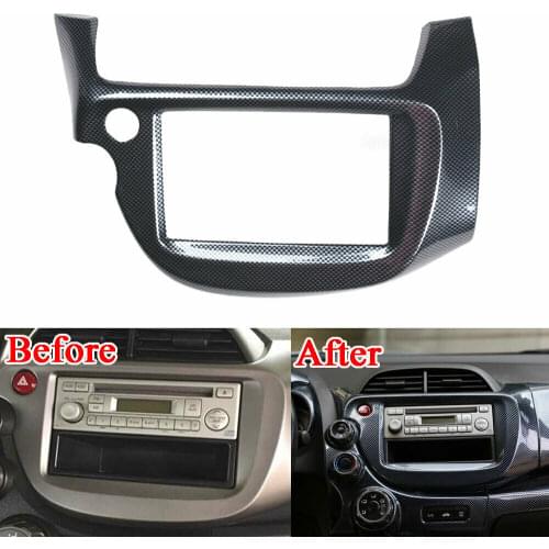 Carbon Fiber ABS Car GPS Navigation Cover Ring Panel Frame Trim For Honda FIT 2008-2013