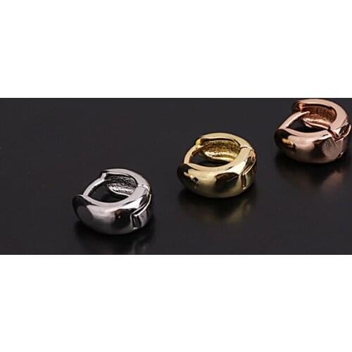 1 PCS Simple Copper Small Round Circle Ear Piercing Hoop Earring Trendy Gold Color Cartilage Ear Clip Cuff Jewelry