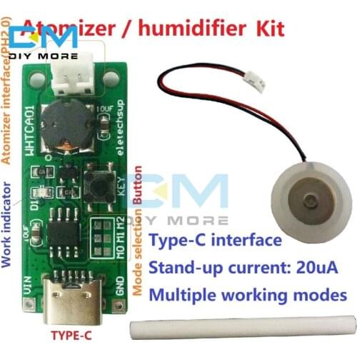 Type-C USB Mini Humidifier DIY Kits Mist Maker Driver Circuit Board Fogger Atomization Film Atomizer Sheet Mini Oscillating
