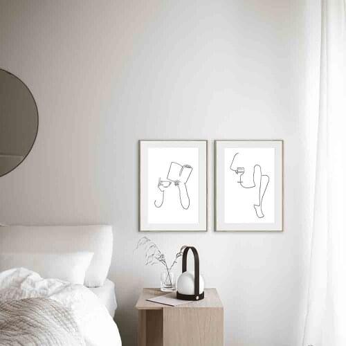 Minimalist Abstract Female Black Lines Canvas Painting Wall Art Nordic Posters and Prints Wall Pictures for Living Room Decor