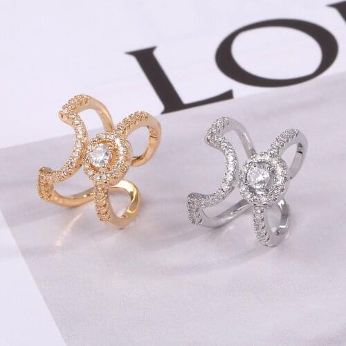 Fashion New style Women Knuckle Finger Ring Double-layer Zircon Open Nail Ring Bohemian Charm Girls Jewelry Gift Accesories