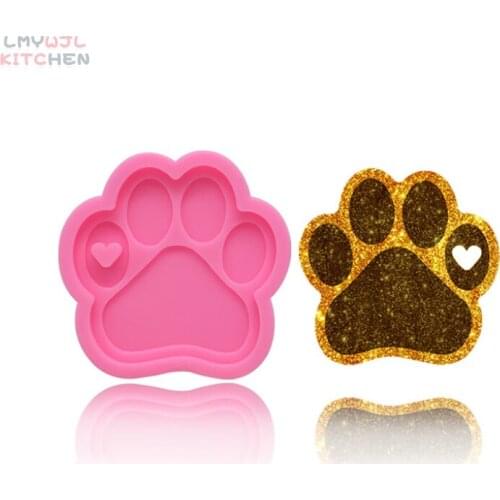 New Diy Silicone Mirror Face Epoxy Bear Paw Keychain Pendant Mold Used To Make Fondant Cake Decoration Materials Baking Mold