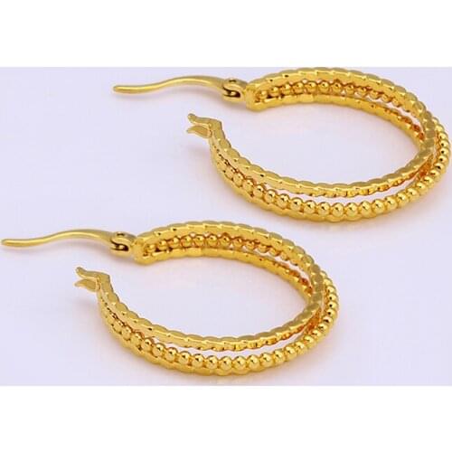 New Design Simple Personalized Round Dangle Earrings Gold Copper Earrings Small Circle Metal Earrings