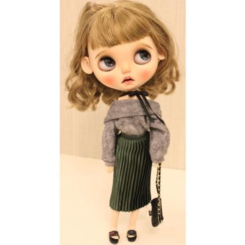 Blythes Ob24 Doll clothes qiu dong day simple and versatile dress pleated skirt long multi - color optional doll accessories