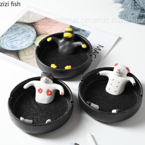 Portable Ashtray Home Cute Ashtrays Piggy/kitten Ceramic Ashtrays Restaurant Cat Decorative Desktop Ash Tray Gifts for Boyfriend