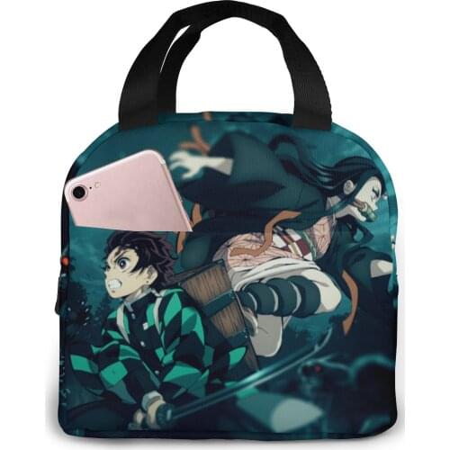 Ghost Blade Canvas Portable Cooler Lunch Bag Fashion Thermal Insulated Food Bags Food Picnic Lunch Box Bag for Men Women Kids