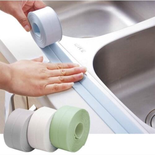 Self Adhesive PVC Sealing Strip Kitchen Bathroom Sink Gap Corner Caulking Tape Household Waterproof Sticker Trim Sealed Tapes