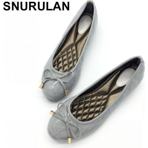 SNURULAN 2018 Shoes Women Low Heel Pumps Spring Autumn Slip-On Bowtie Female Shoes Ladies Footwear Female Single Shoes E680