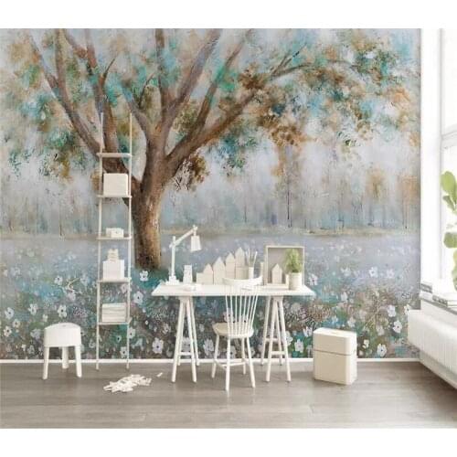 Fresh oil painting wildflowers background wall professional production mural wallpaper custom poster photo wall