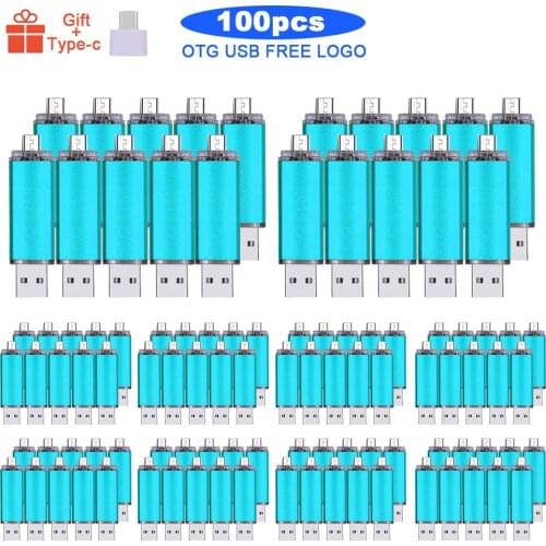 100pcs/lot High Quality OTG USB Flash Drive 2.0 16GB 32GB 64GB 3 in 1 flash drive memoria usb stick pendrive U disk free logo