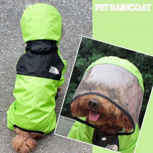 Pet Dog Waterproof Raincoat Jumpsuit Reflective Rain Coat Hooded Waterproof Jackets Small Dog Outdoor Clothes Pet Supplies
