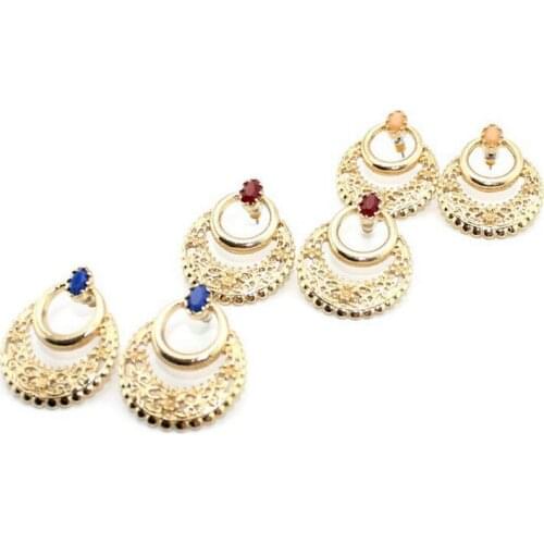 Baroque Style Gold Filled Trim Metal Crescent Moon Earrings for Women Fashion Filigree Round Earrings Jewelry Wholesale