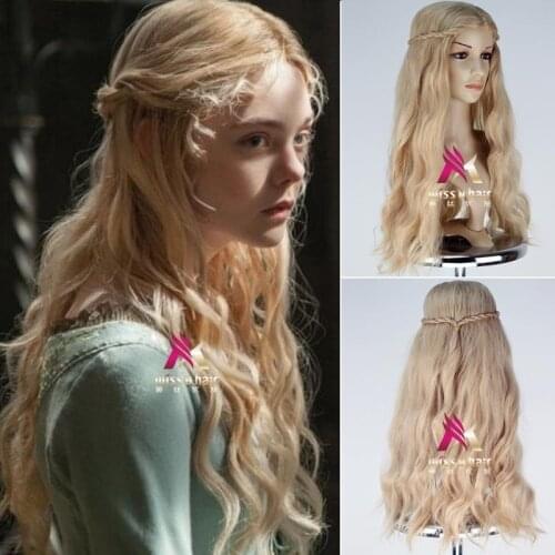 Movie Maleficent Princess Aurora Sleeping Beauty Wig Cosplay Wig Role Play Hair Halloween Cosplay +wig cap