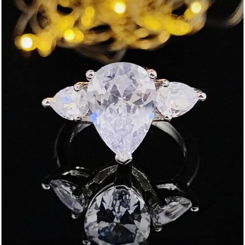 Original arrivals pear cut Original 925 Sterling Silver Ring For Women Luxury Wedding Engagement Jewelry sepcial unique R1904