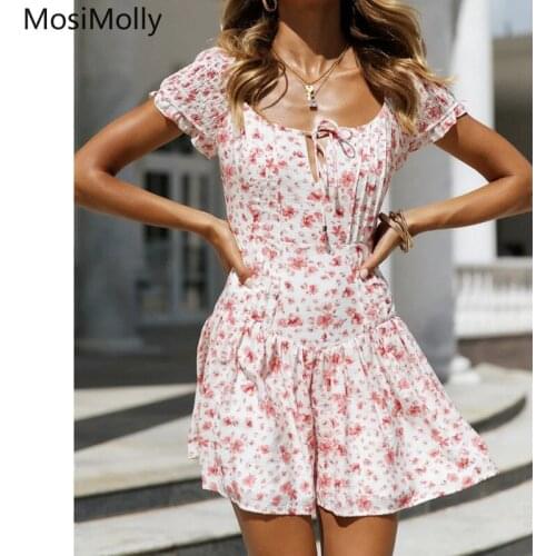 Pink Floral Dress Women Summer Mini Dress 2021 Summer Dress Day Dress Female Vestidos