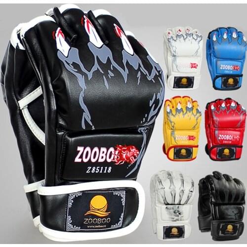 ZOOBOO Boxing Gloves High Quality PU Leather Sanda Muay Thai MMA Half Fighting Boxing Gloves Competition Training Gloves