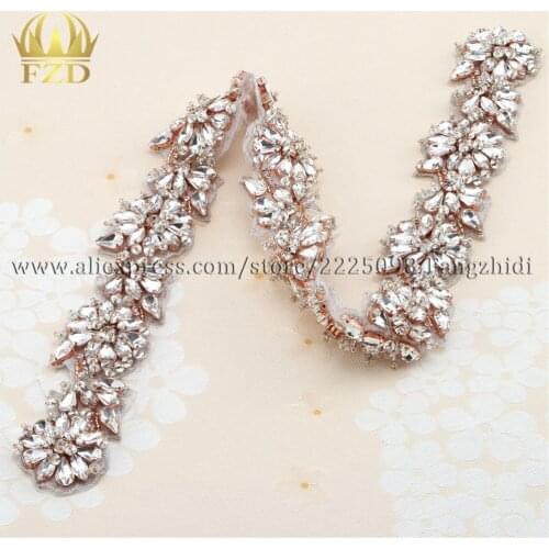 10 pieces) Wholesale Wedding Rhinestones Applique Crystal Hot Fix Rose Rhinestones Technics for Bridal Sash or DIY Wristbands