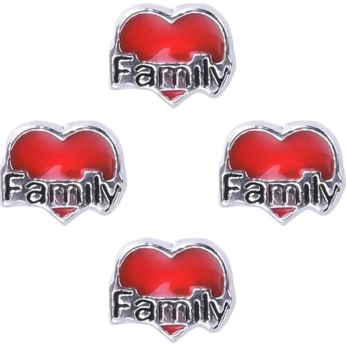 F140 Red Heart Letter Family 20Pcs/lot Floating Locket Charm Fit Magnet Memory Glass Locket Pendant