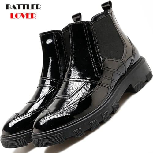 2020 Thick Sole Mens Martin Boots Men Ankle Boots Men British Snow Military Chelsea Botton Botas Homme Increased Boots Shoes Men