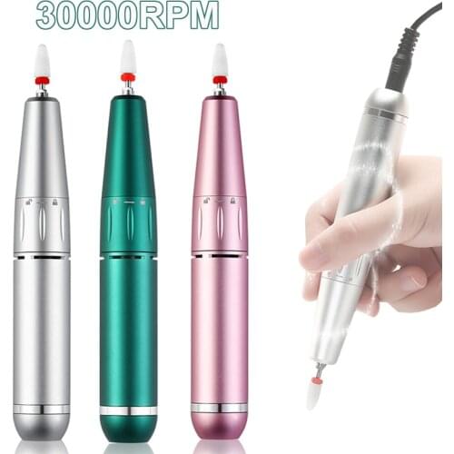 30000RPM Electric Nail Drill Professional Manicure Tool Pedicure Drill Aluminium Pen Body Nail Grinder Handpiece for Nail Salon