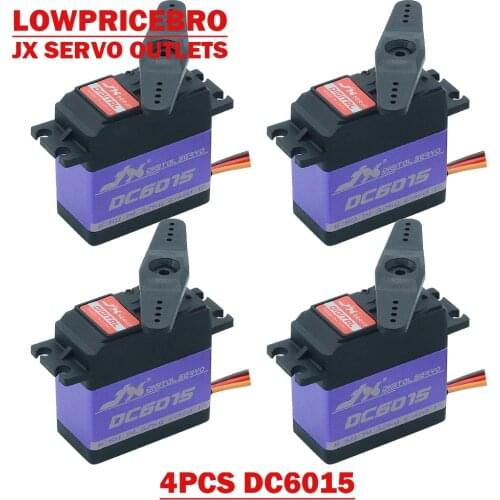 4PCS PACK JX DC6015 Stall Torque 15kg Metal Gear Digital Servo Motor for RC Car Crawler Boat Airplane Robot Helicopter