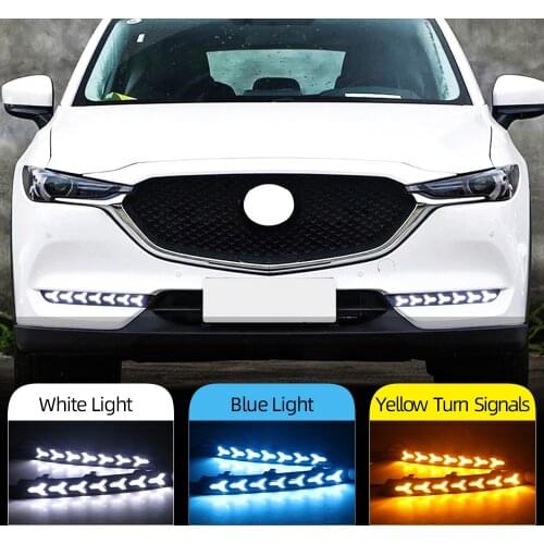 Car flashing 2PCS LED Daytime Running Light For Mazda cx-5 cx5 cx 5 2017 2018 2019 2020 fog lamp DRL with Flowing turn signal