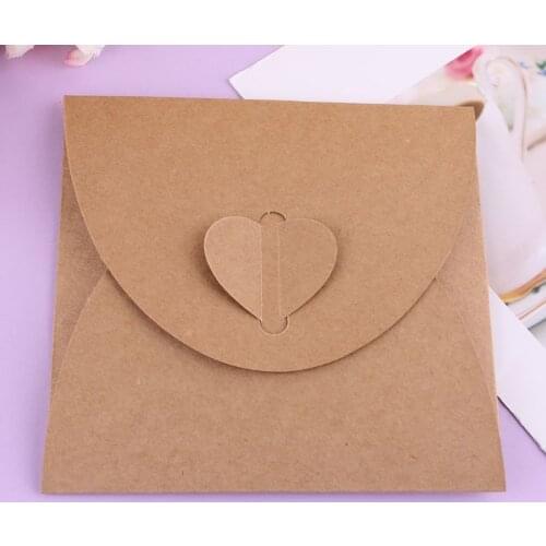 50pcs 13x13cm Heart Kraft Paper Case Bag,Sleeves Discs DVD Packaging Bag Box Kraft for cd Case Cover Envelope for Part